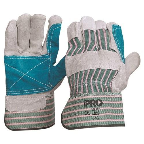 Pro Choice Green/red Cotton Back/reinforced Cowsplit Leather Palm X12 - R88FG PPE Pro Choice   